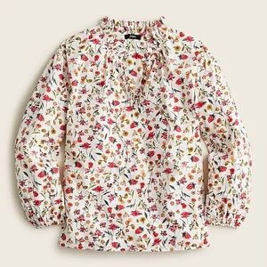 J Crew SCALLOPED TIE-NECK TOP IN VINTAGE FLORAL, New with Tags, Size Large